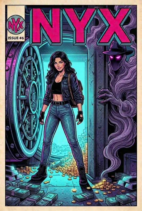 NYX Season 1 Issue 6 comic cover: The Vault, starring Nikki and Nicotine