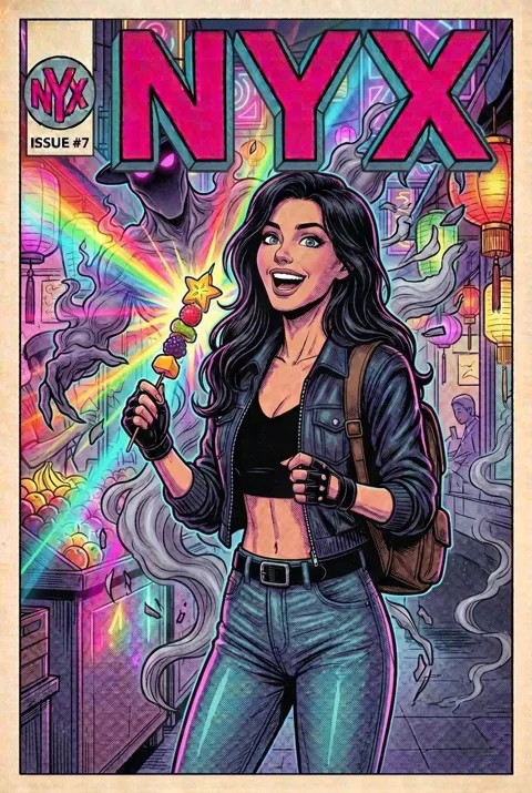 NYX Season 1 Issue 7 comic cover: Taste Returns, starring Nikki and Nicotine