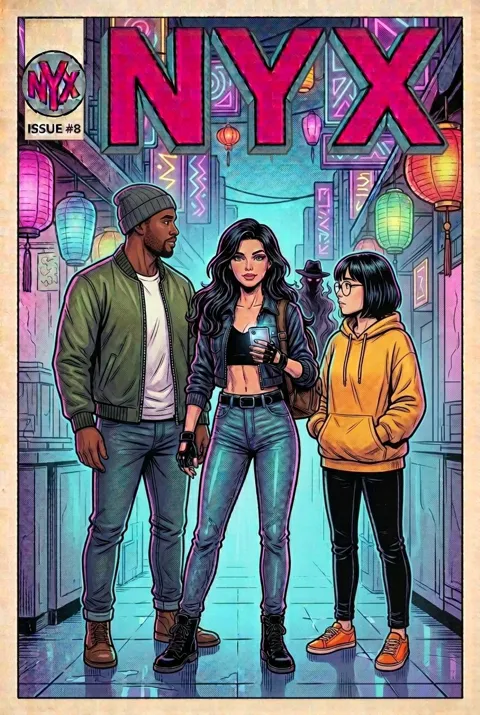 NYX Season 1 Issue 8 comic cover: Call Backup, starring Nikki and Nicotine