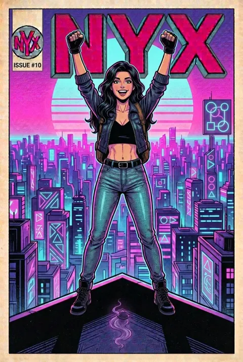 NYX Season 1 Issue 10 comic cover: Brighter Still, starring Nikki and Nicotine